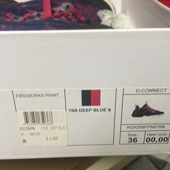 Christian Dior Firework Print D Connect Sneakers Blue Pink Black White Logo 36 - Picture 7 of 9